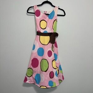 Girls Size 14, Beautiful Pink Colorful Polka  Dot Dress, HolidayRare Editions